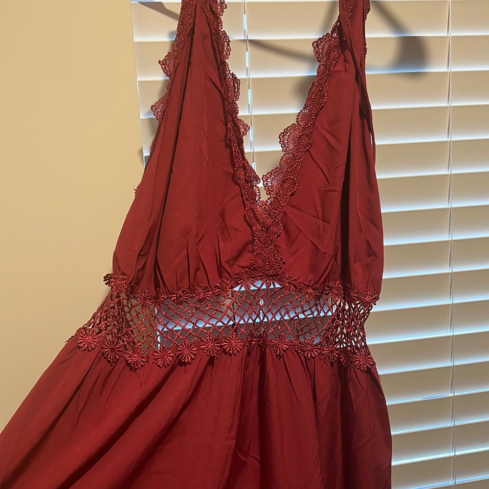 Backless Maroon Dress